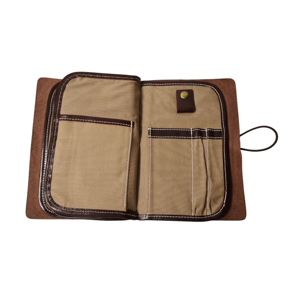 LINSHI TASKS Genuine Leather Journal Planner Folio Wallet Organizer Brown - Picture 13 of 16